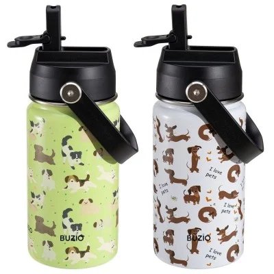 Buzio Kids Water Bottle 500ML - Yellow Dogs+White Dachshund